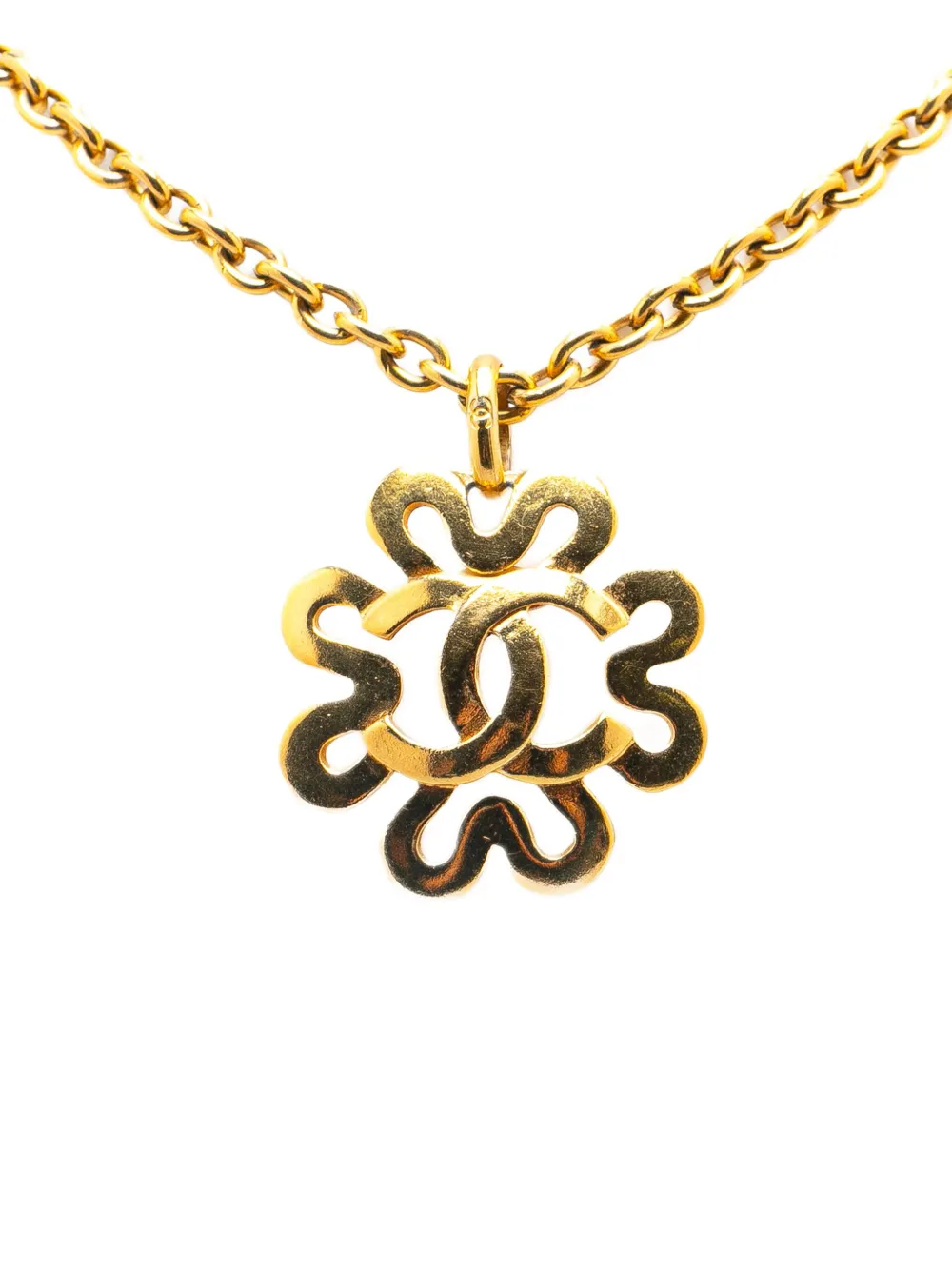 CHANEL Pre-Owned 1970-1980 Gold Plated CC Flower Pendant Necklace costume necklace | Gold | Image 1