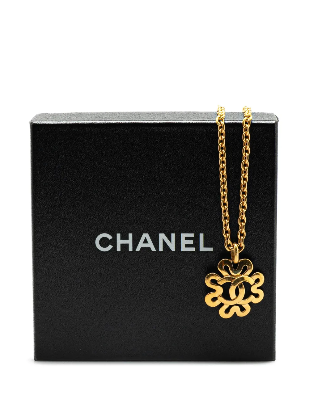 Pre-owned Chanel 1970-1980 Gold Plated Cc Flower Pendant Necklace Costume Necklace