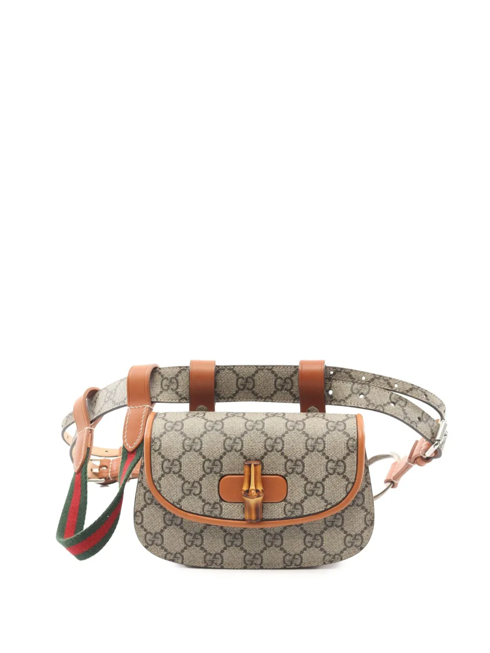 Gucci Pre-Owned 2016-2024 Mini GG Supreme Web Bamboo 1947 belt bag | Brown | Image 1