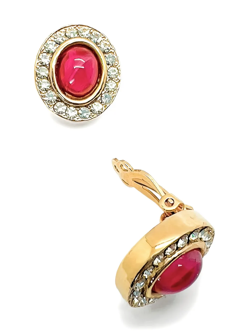 1980s Ruby Cabochon Earrings