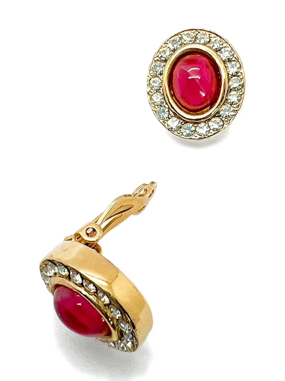 1980s Ruby Cabochon Earrings