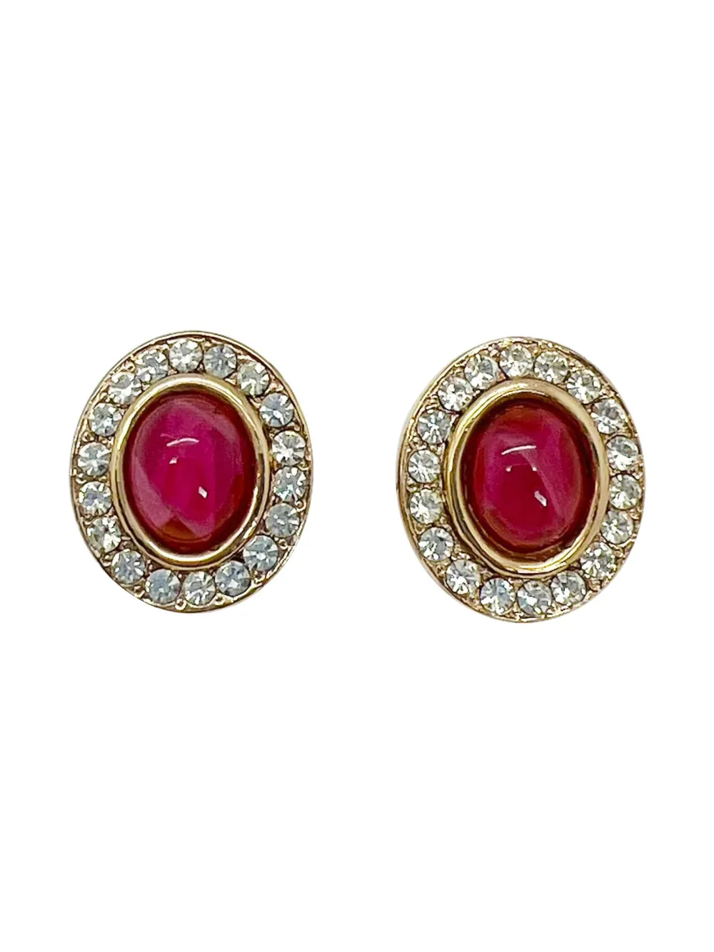 Jennifer Gibson Jewellery 1980s Ruby Cabochon earrings | Gold | Image 1