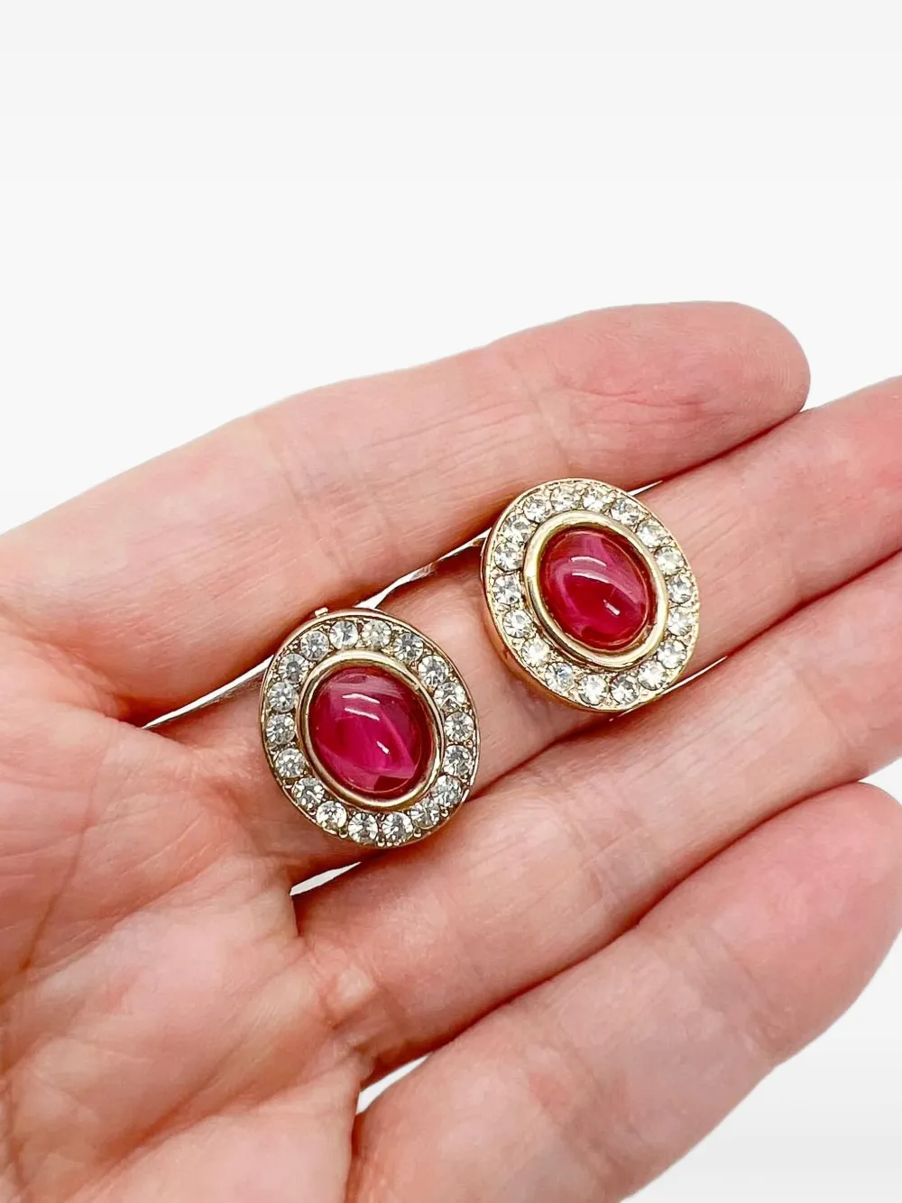 Jennifer Gibson Jewellery 1980s Ruby Cabochon earrings | Image 2