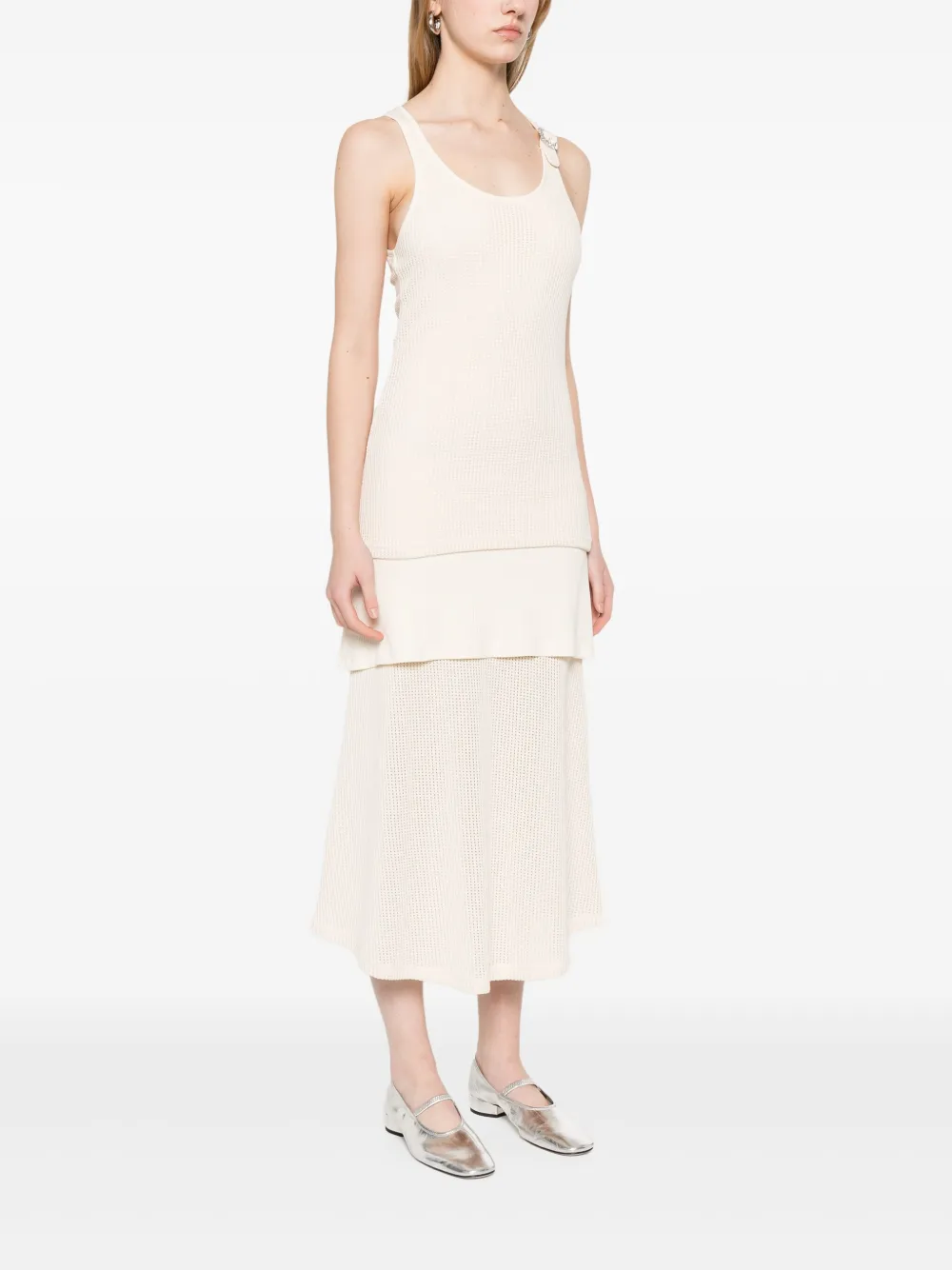 Wales Bonner Serenity midi-jurk Beige