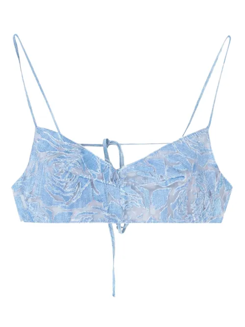 Soutien-gorge en jean à effet usé - Ermanno Scervino - Modalova