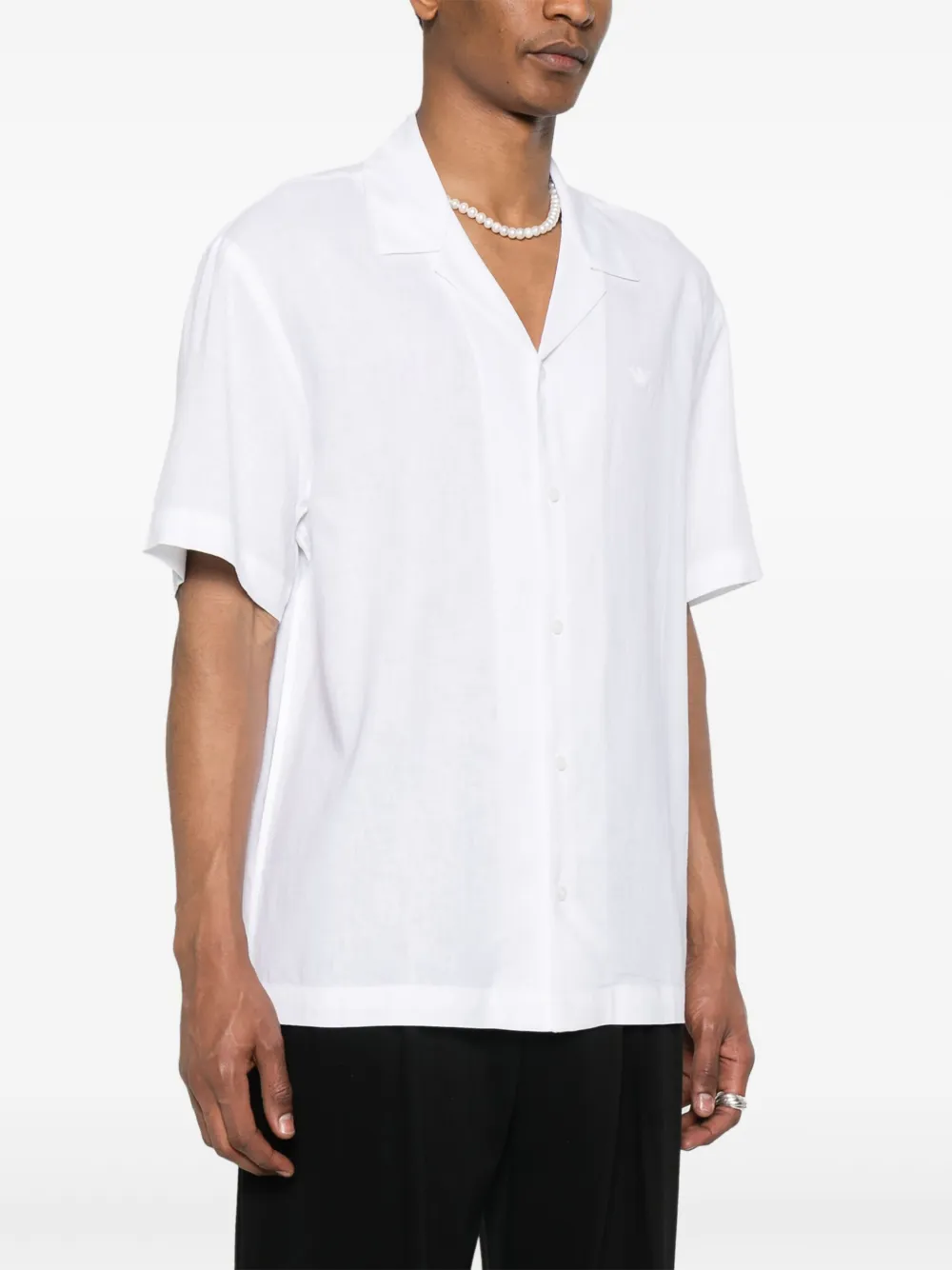 Emporio Armani Overhemd met geborduurd logo Wit