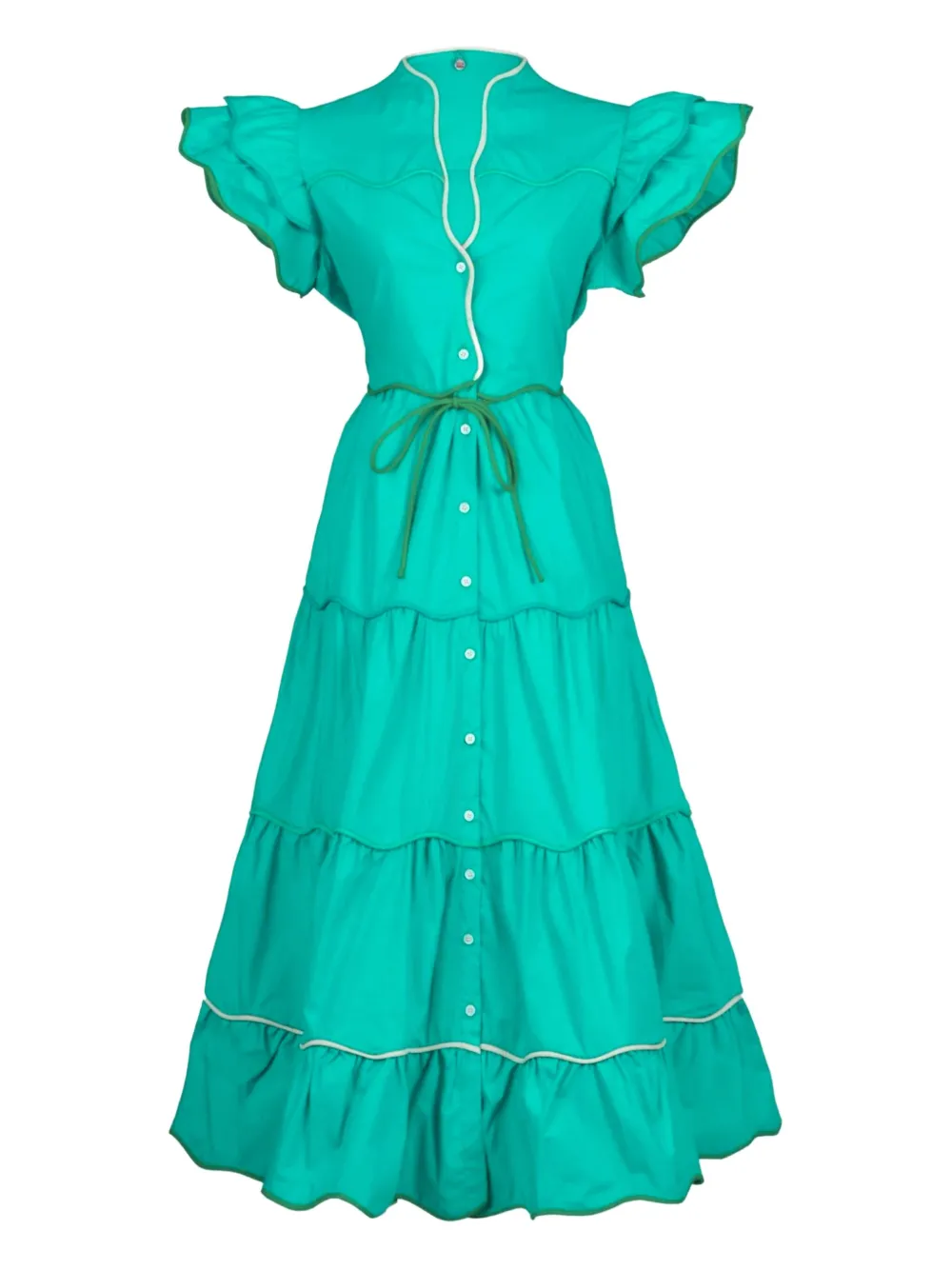 Celia B Baba ruffled tiered dress - ブルー Celia B Baba ruffled tiered dress - ブルー
