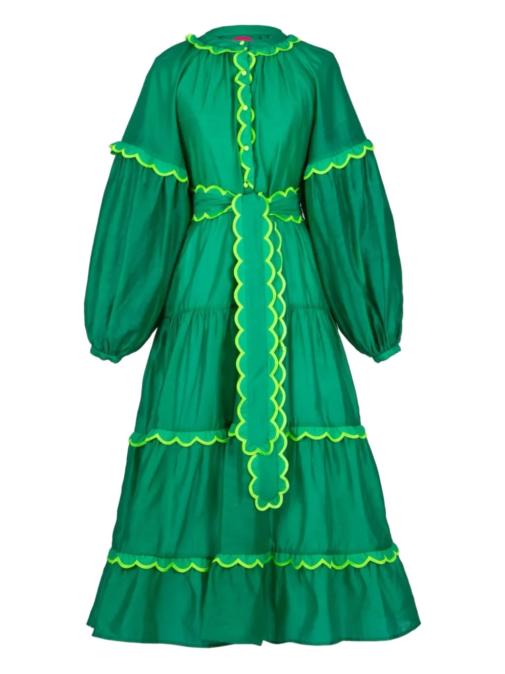 Celia B ruffled tiered dress - グリーン Celia B ruffled tiered dress - グリーン