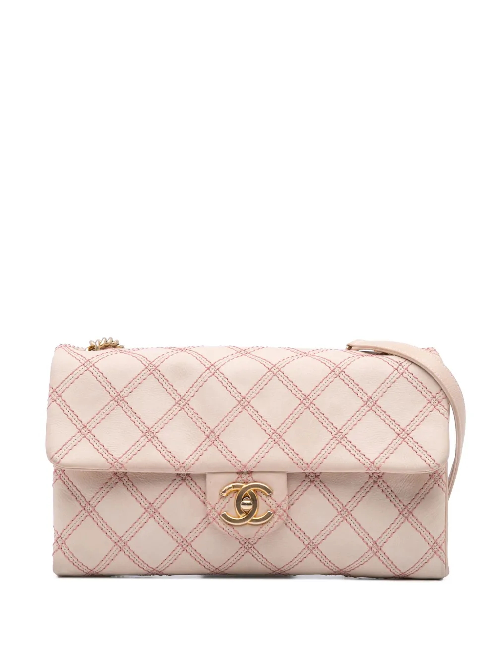 CHANEL Pre-Owned 2014 ジャンボ マトラッセ カーフスキン トリプルステッチ フラップ ショルダーバッグ - ブラウン CHANEL Pre-Owned 2014 ジャンボ マトラッセ カーフスキン トリプルステッチ フラップ ショルダーバッグ - ブラウン