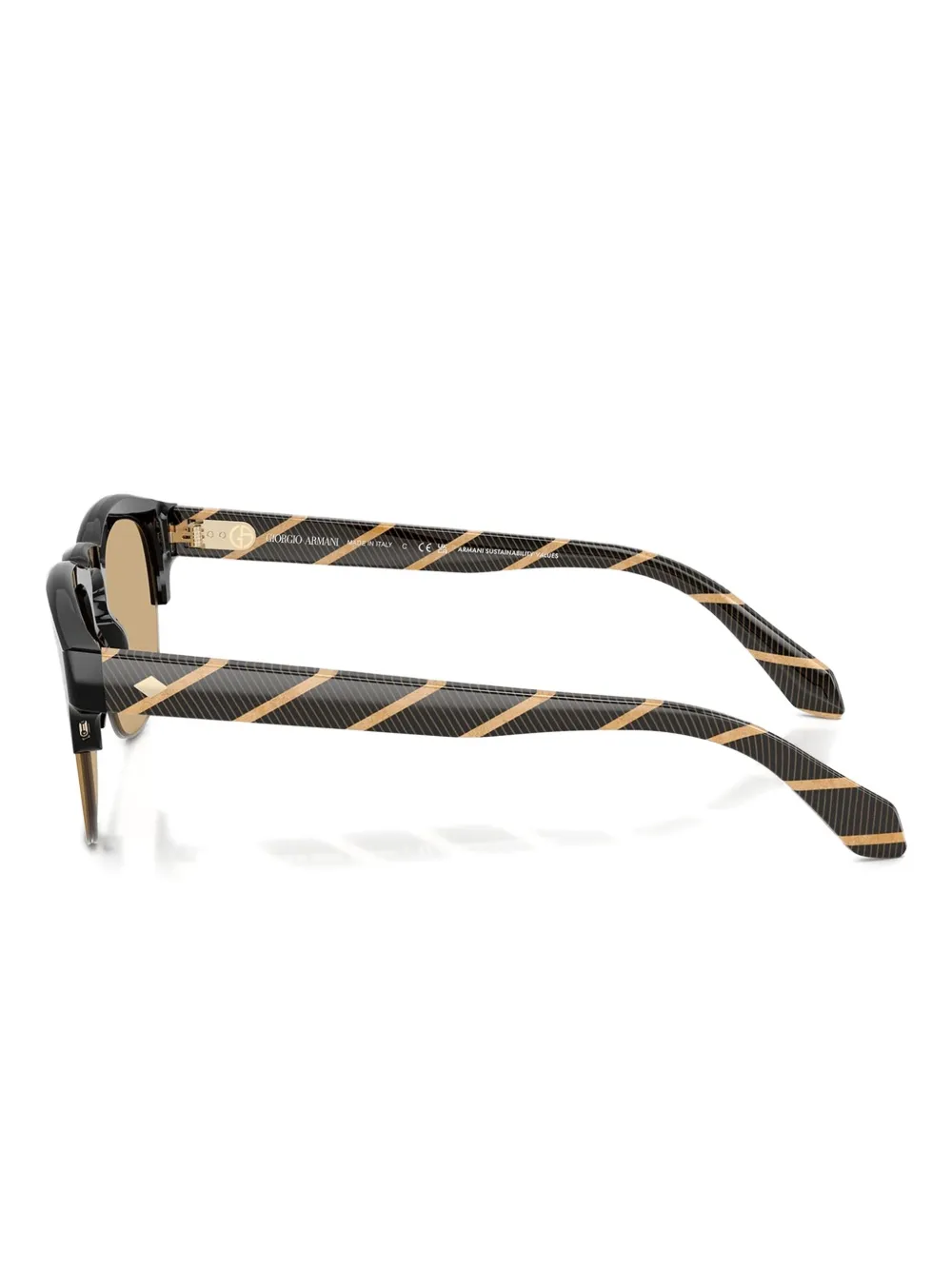 Giorgio Armani Zonnebril met gestreept half montuur Zwart