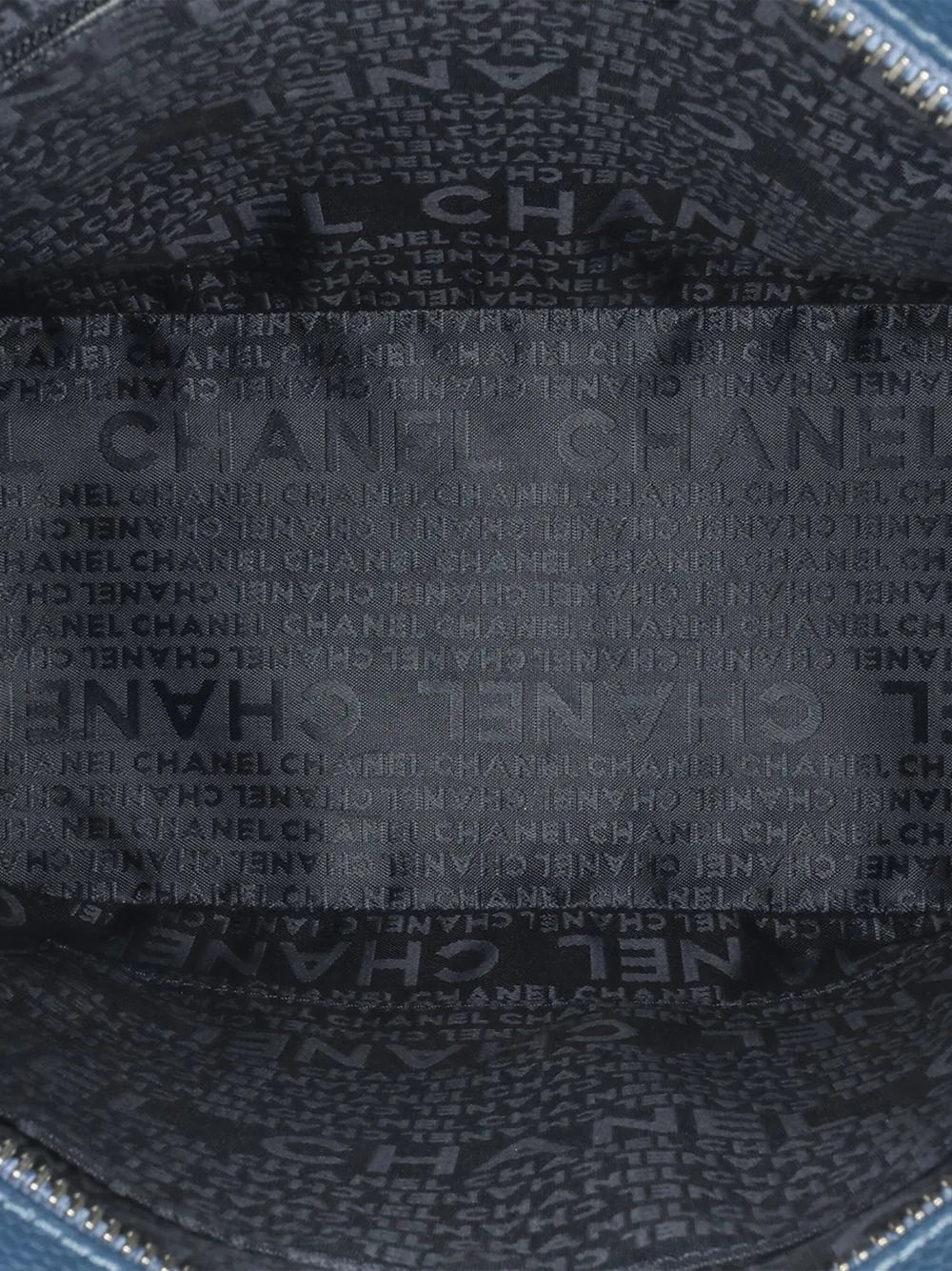 Pre-owned Chanel 2004-2005 Quilted Canvas And Caviar Tassel Tote Bag In Blue