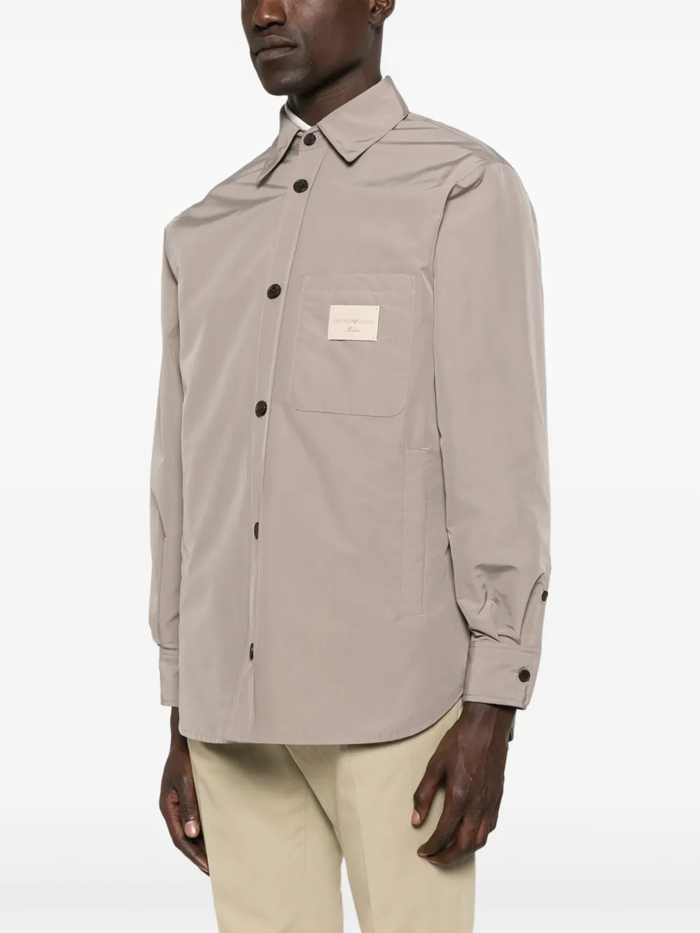 Emporio Armani Shirtjack met logopatch Beige