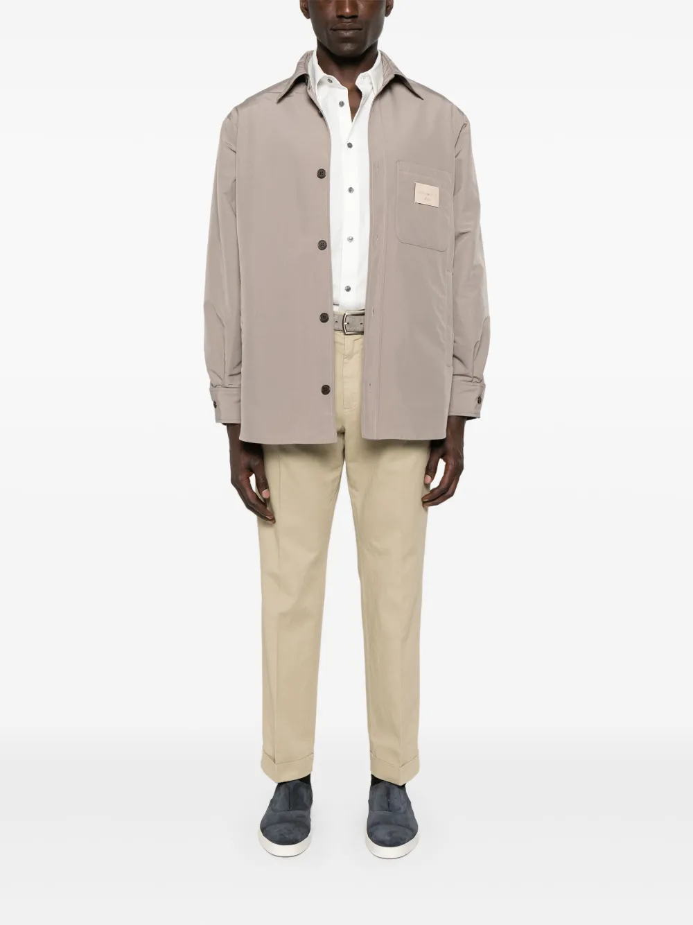Emporio Armani Shirtjack met logopatch Beige