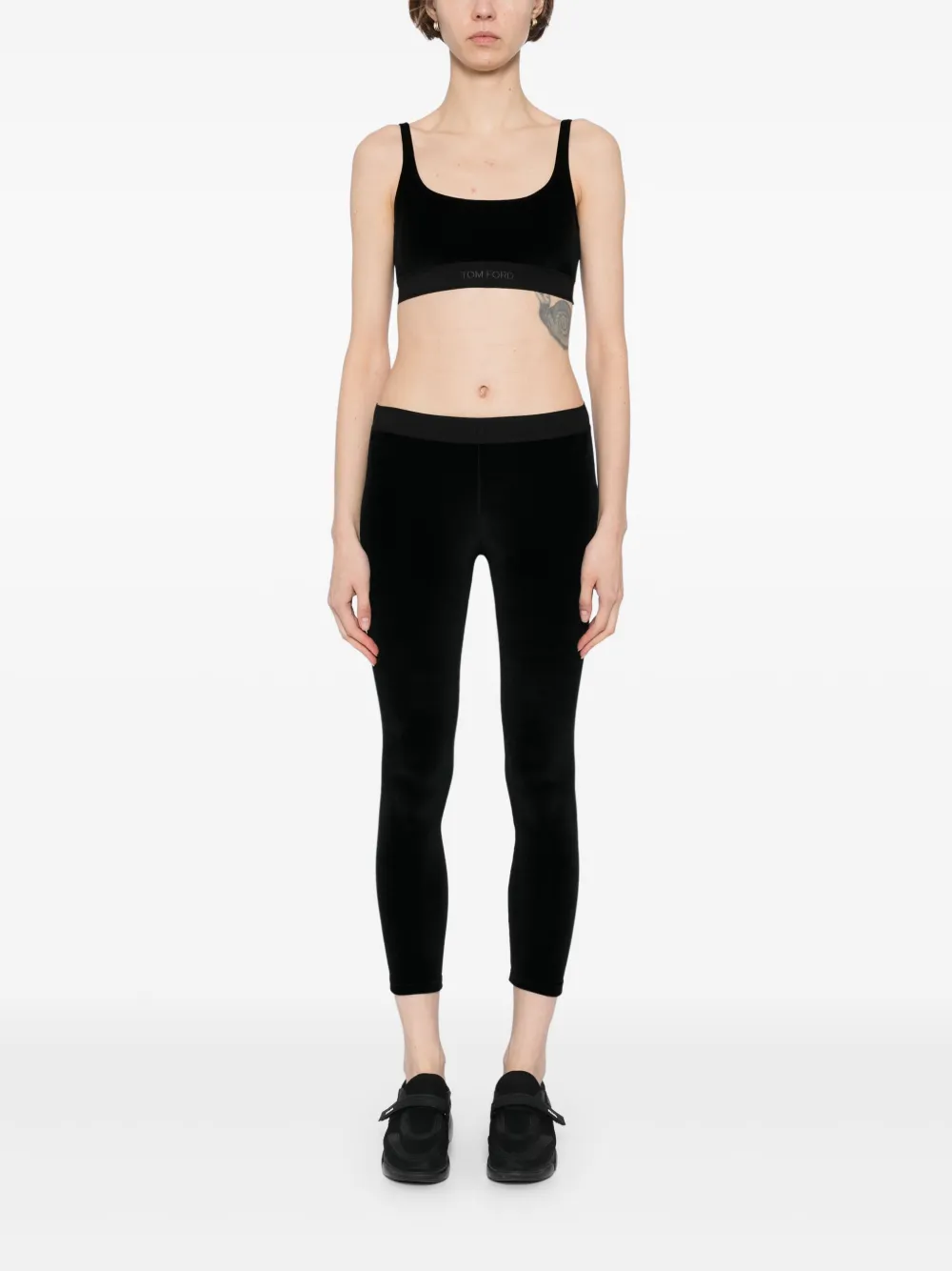 TOM FORD Lustrous Signature fluwelen legging - Zwart