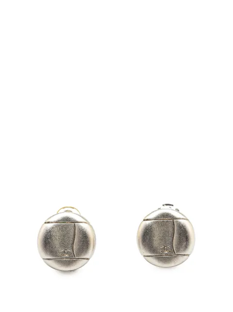 CHANEL Pre-Owned 1998 Silver CC Clip On Earrings costume earrings