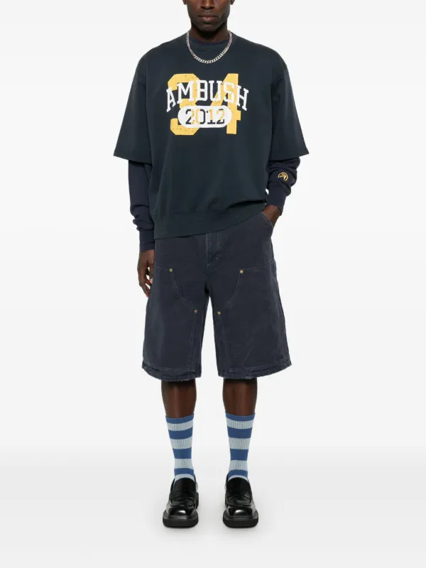 AMBUSH ポリウール ショートパンツ 44 AMBUSH キャンバス カーペンター ショートパンツ | ブルー