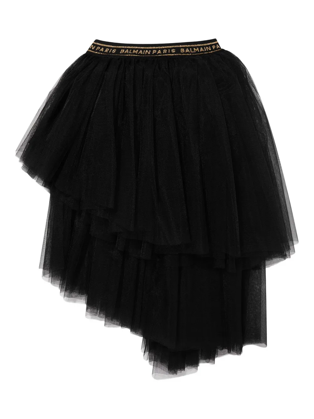 Balmain Kids Gelaagde tulen rok Zwart