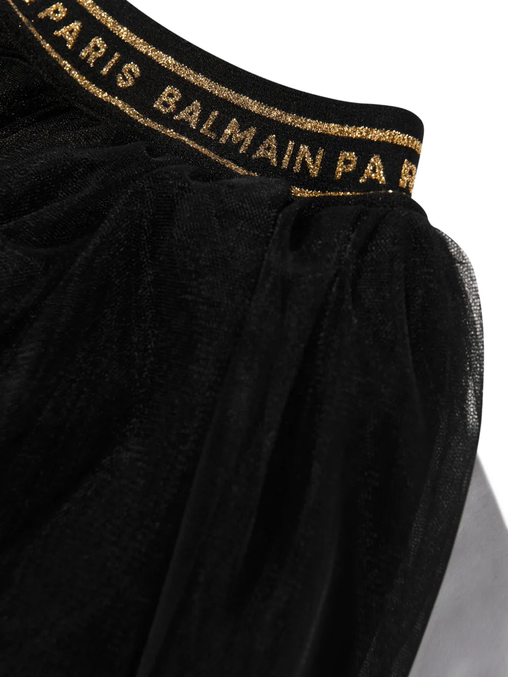 Balmain Kids Gelaagde tulen rok Zwart