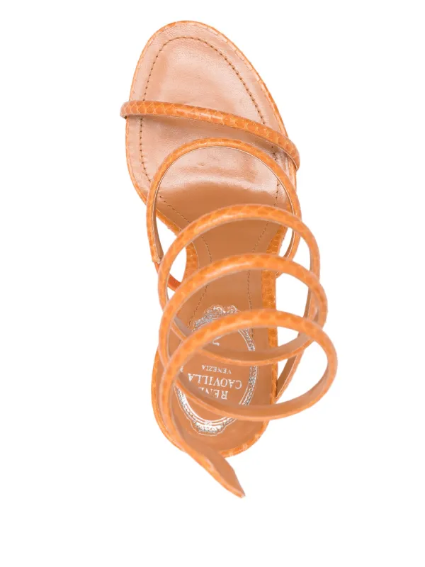 René Caovilla 110mm Leather Sandals | Orange | FARFETCH