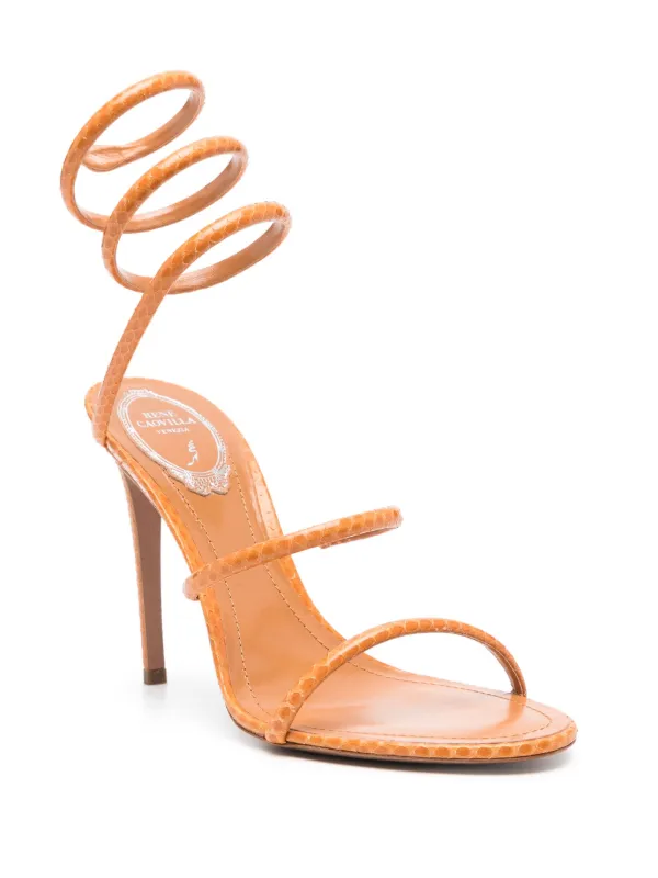 René Caovilla 110mm Leather Sandals | Orange | FARFETCH