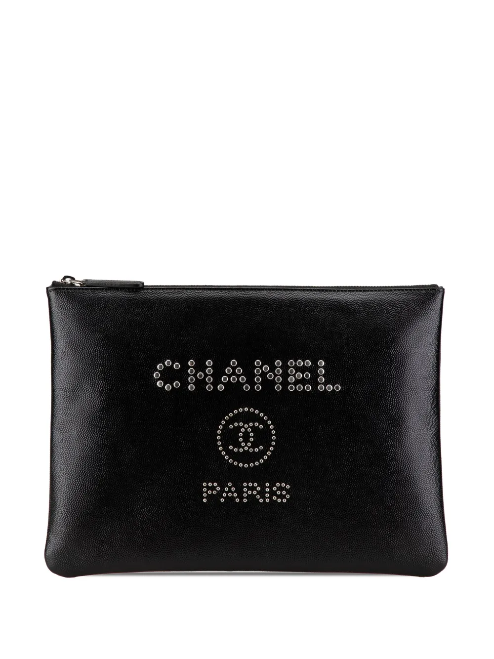 CHANEL Pre-Owned 2018 Medium Caviar Deauville Studded O Case clutch bag | Black | Image 1