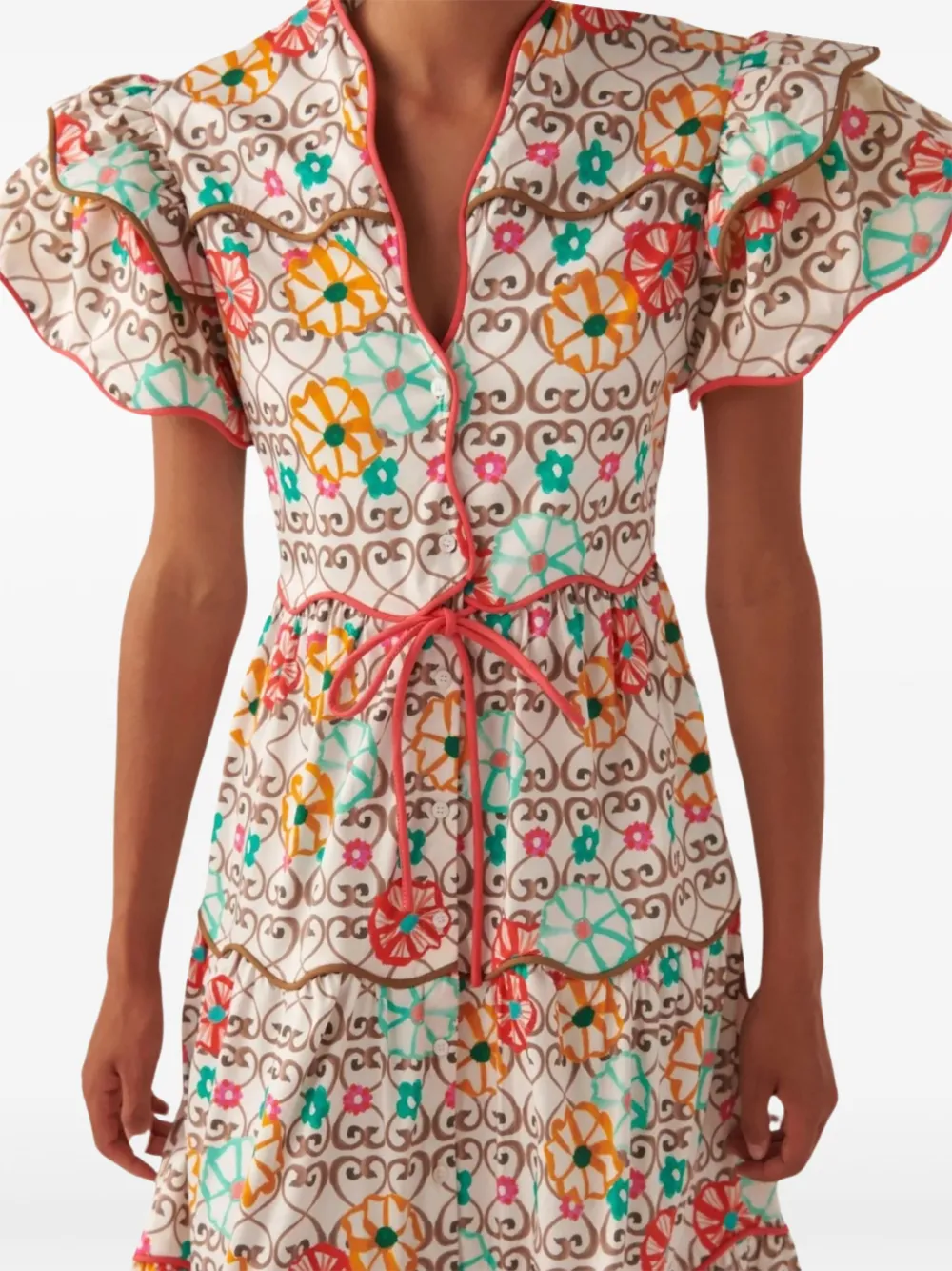 Celia B Baba ruffled tiered dress Wit