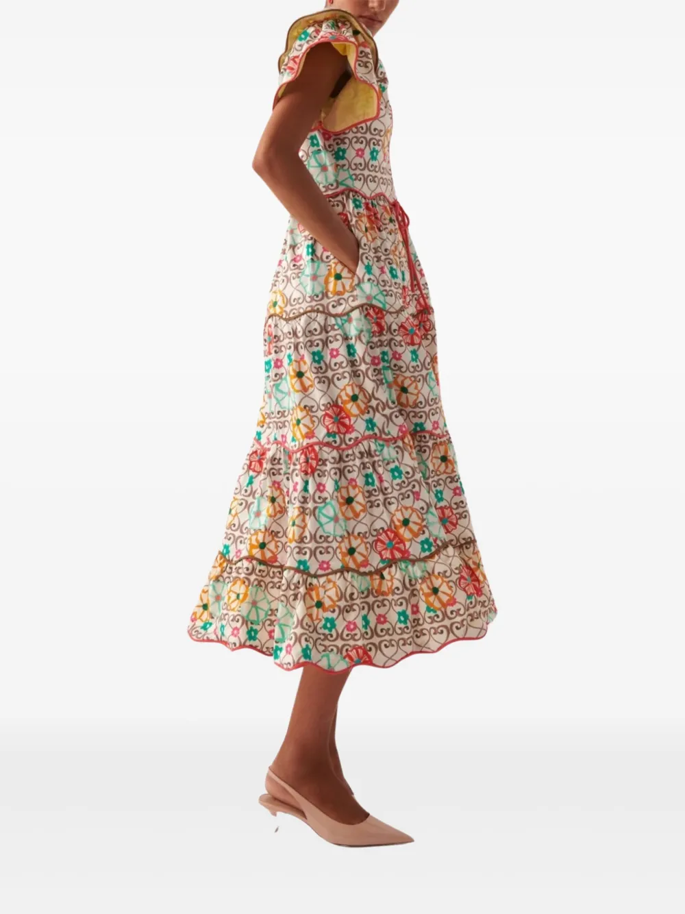 Celia B Baba ruffled tiered dress Wit