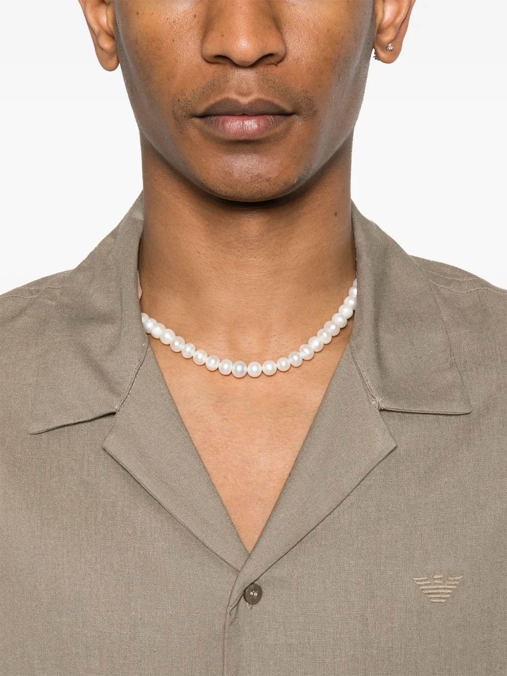Emporio Armani Overhemd met geborduurd logo Bruin