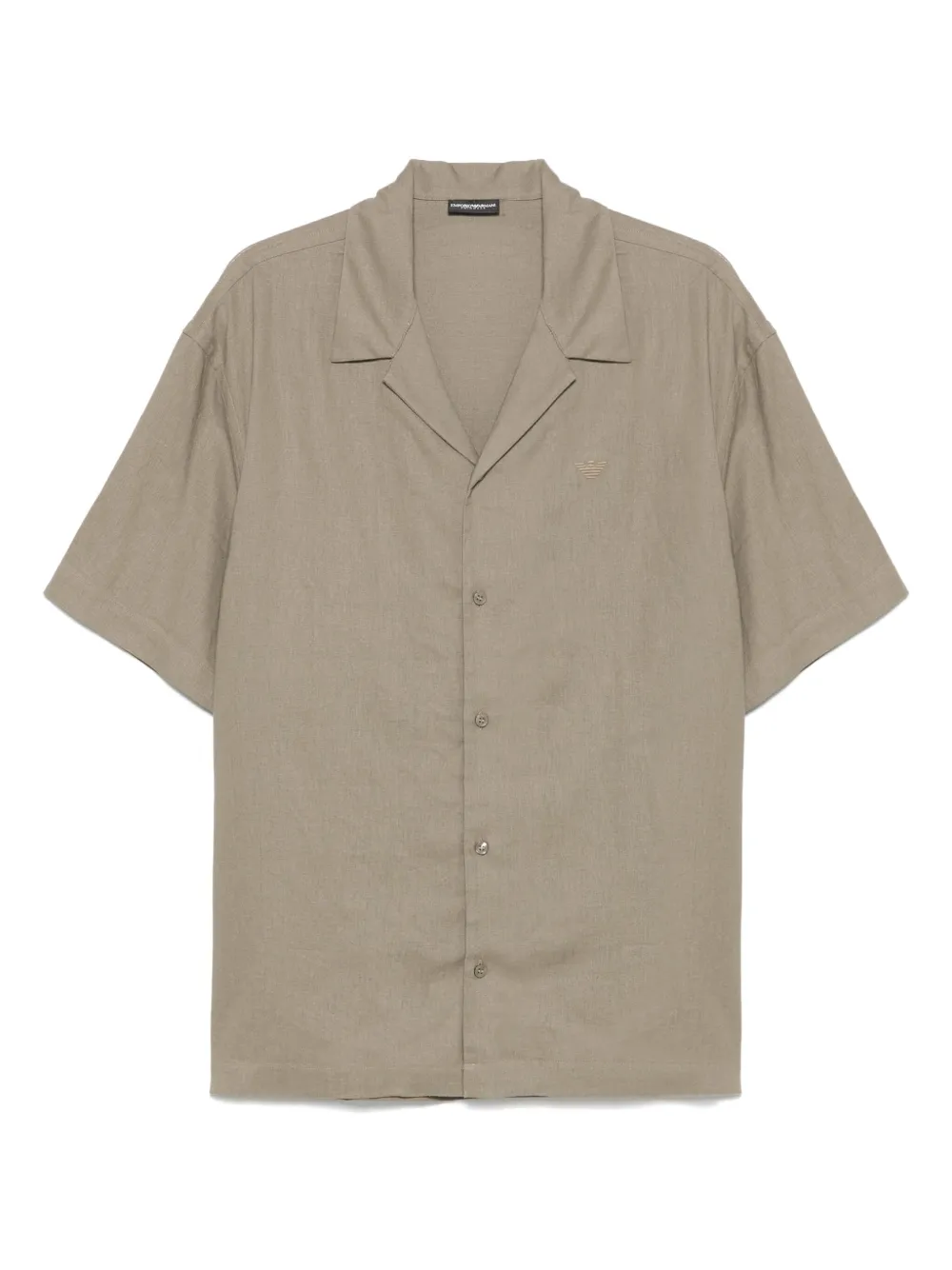 Emporio Armani Overhemd met geborduurd logo Bruin