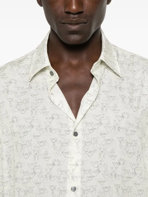 Emporio Armani イーグルプリント シャツ | ニュートラル | FARFETCH JP