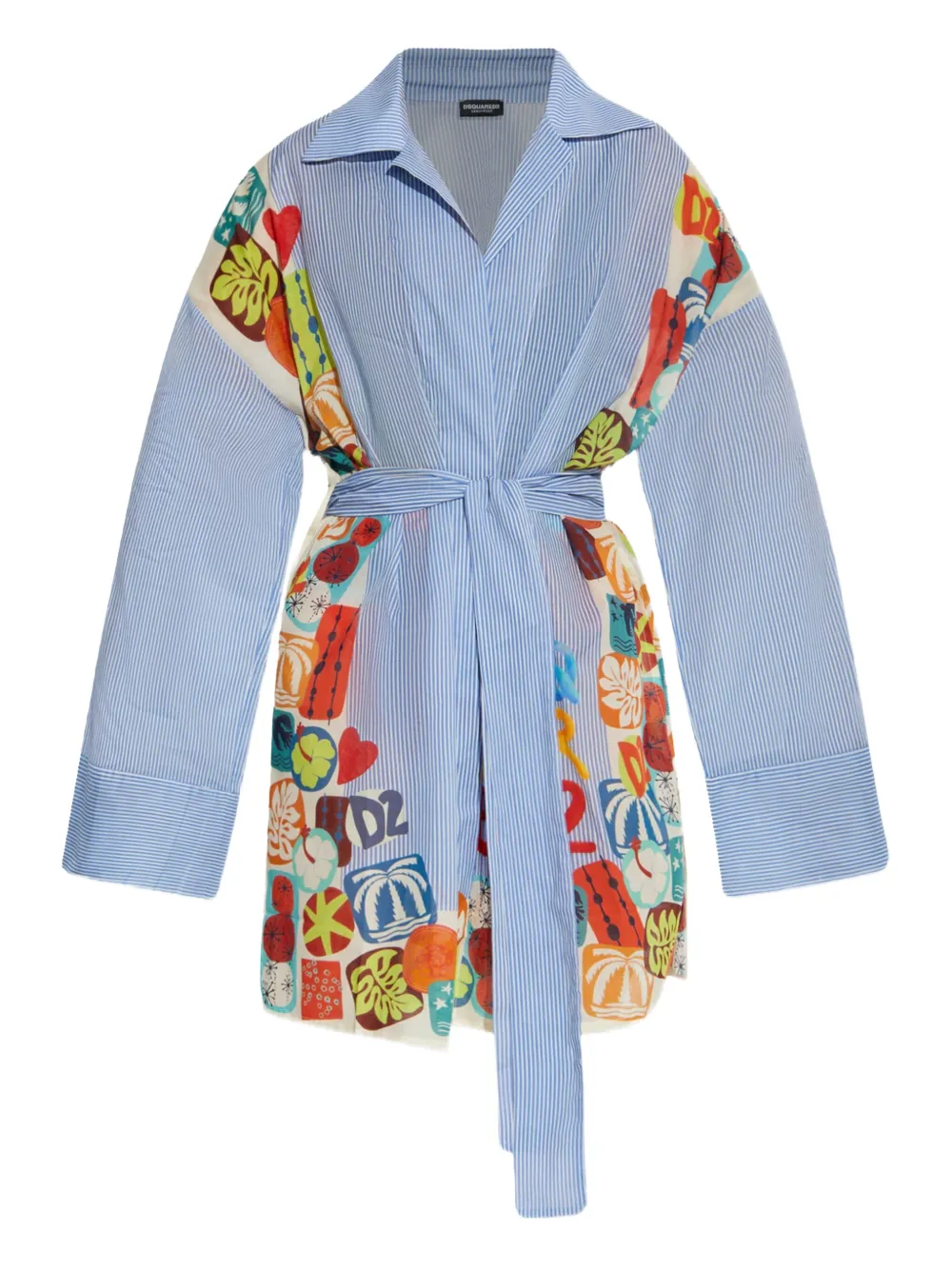 DSQUARED2 camisa cruzada con rayas estampadas | azul | Image 1