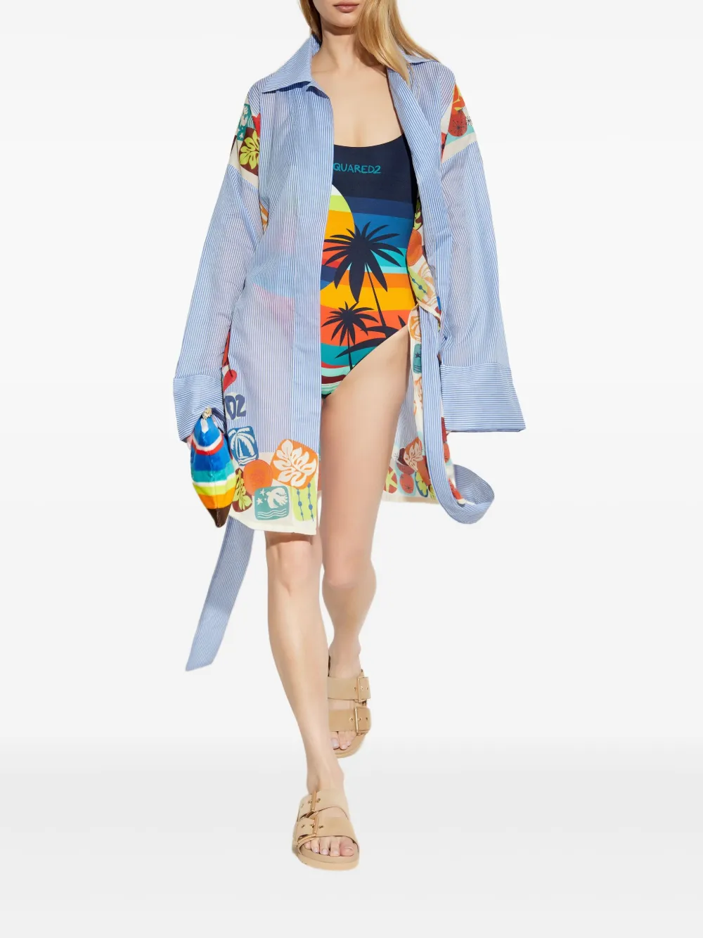 DSQUARED2 camisa cruzada con rayas estampadas | Pareos | Image 2