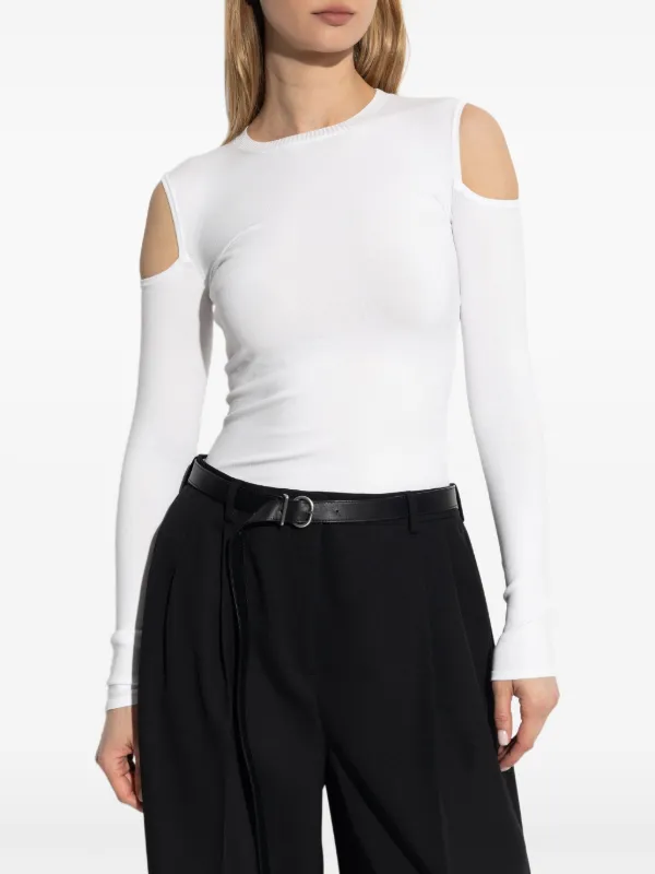 Max Mara Vik cold-shoulder long-sleeve Top | White | FARFETCH