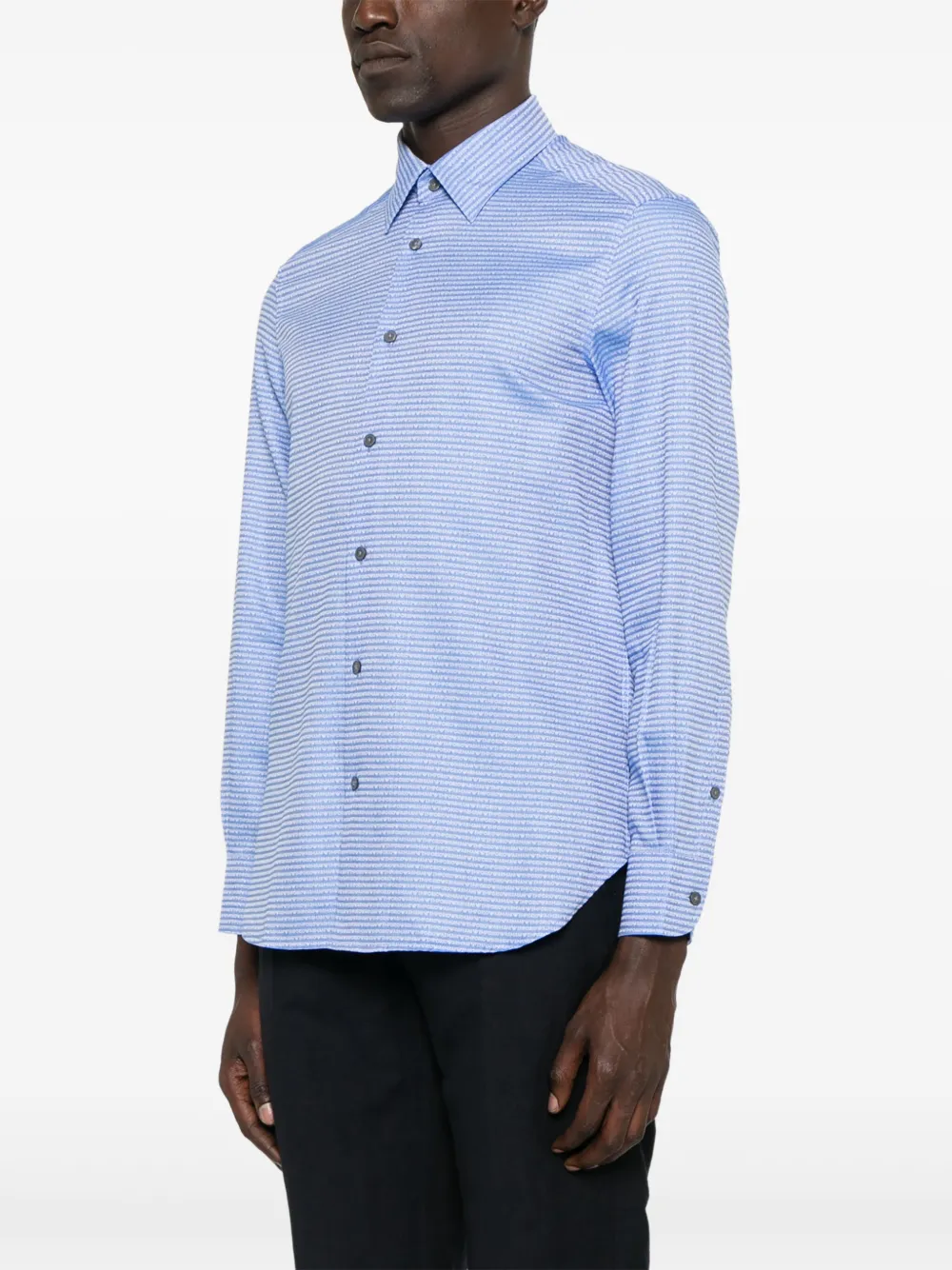 Emporio Armani Overhemd met jacquard logo Blauw