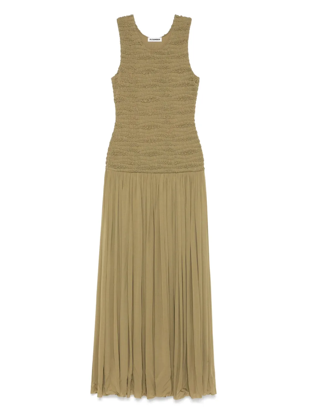 Jil Sander Crêpe mouwloze maxi-jurk Groen