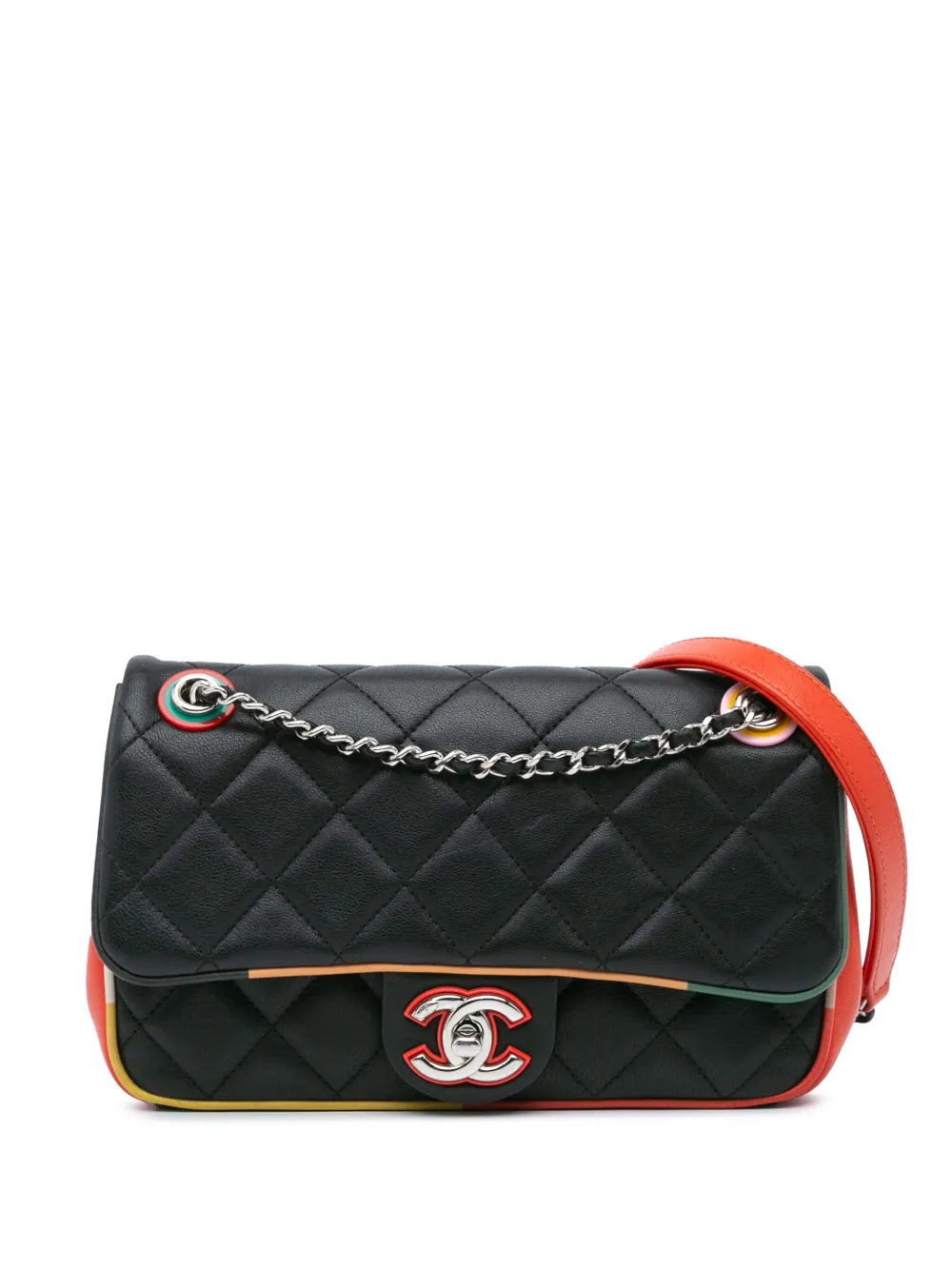 CHANEL Pre-Owned 2016-2014 Small Quilted Lambskin Cuba Color Flap shoulder bag | Black | Image 1
