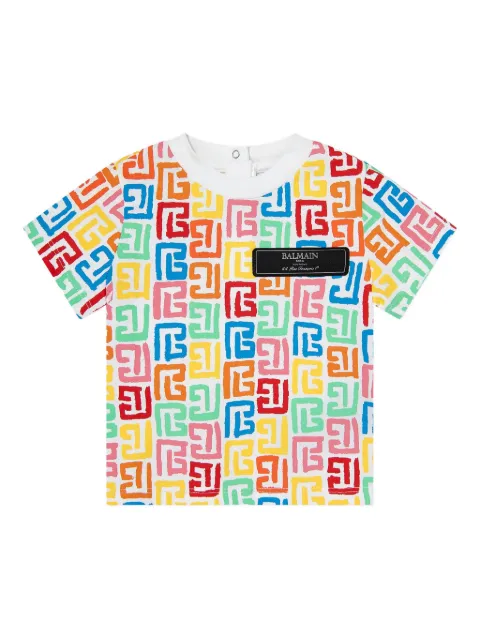 Balmain Kids playera con motivo en jacquard