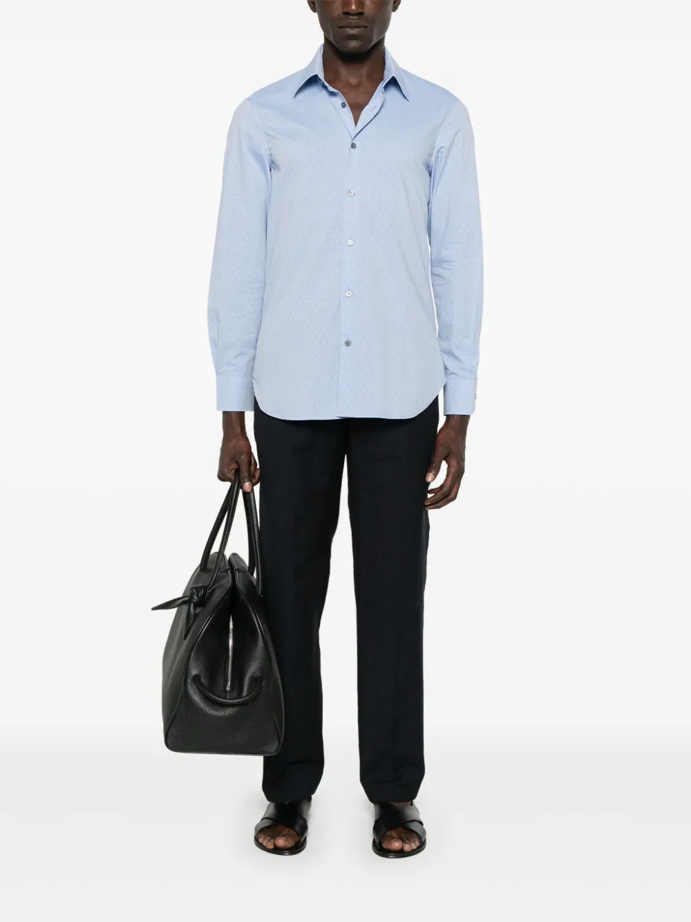 Emporio Armani Overhemd met jacquard logo Blauw