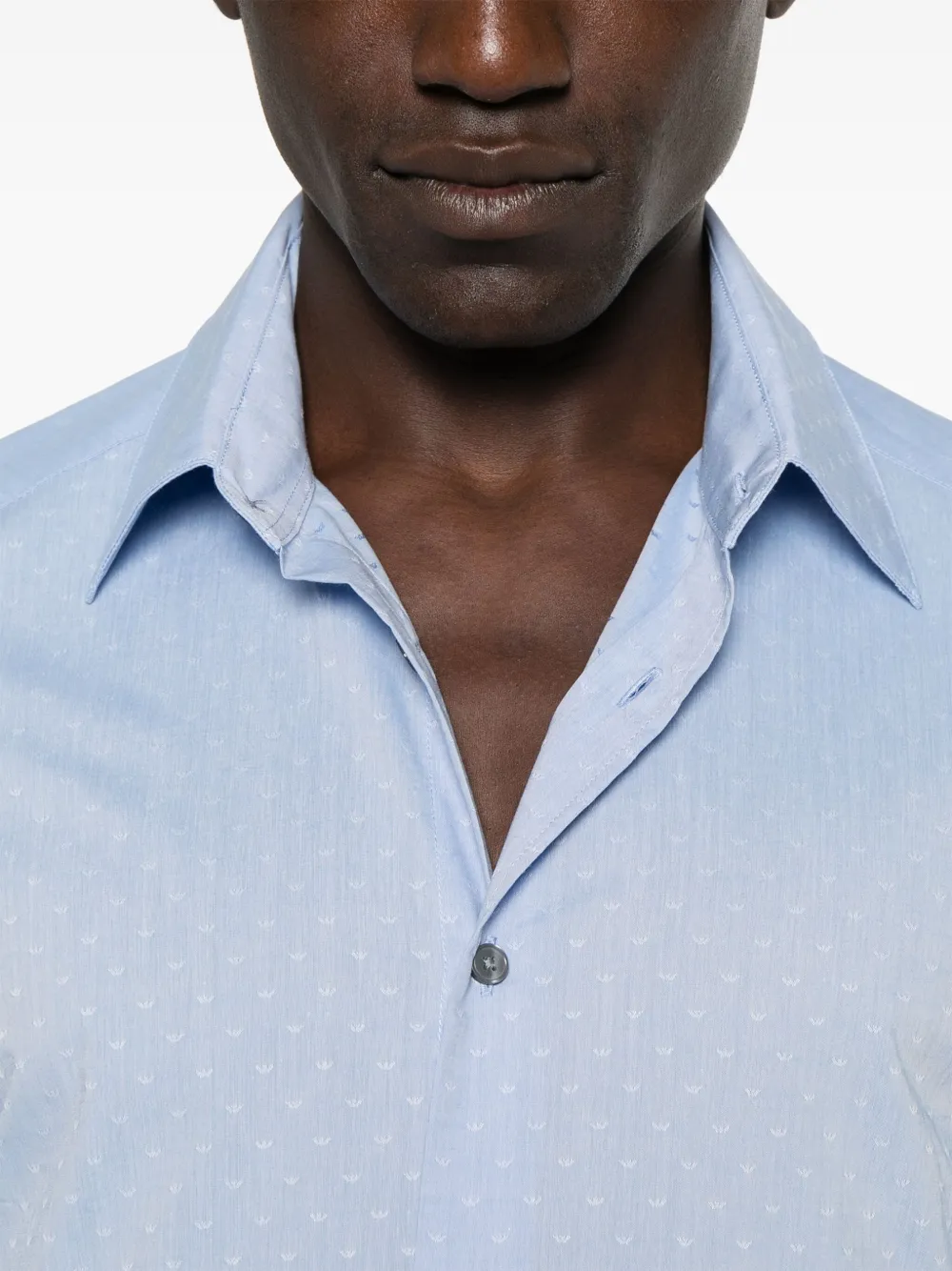 Emporio Armani Overhemd met jacquard logo Blauw