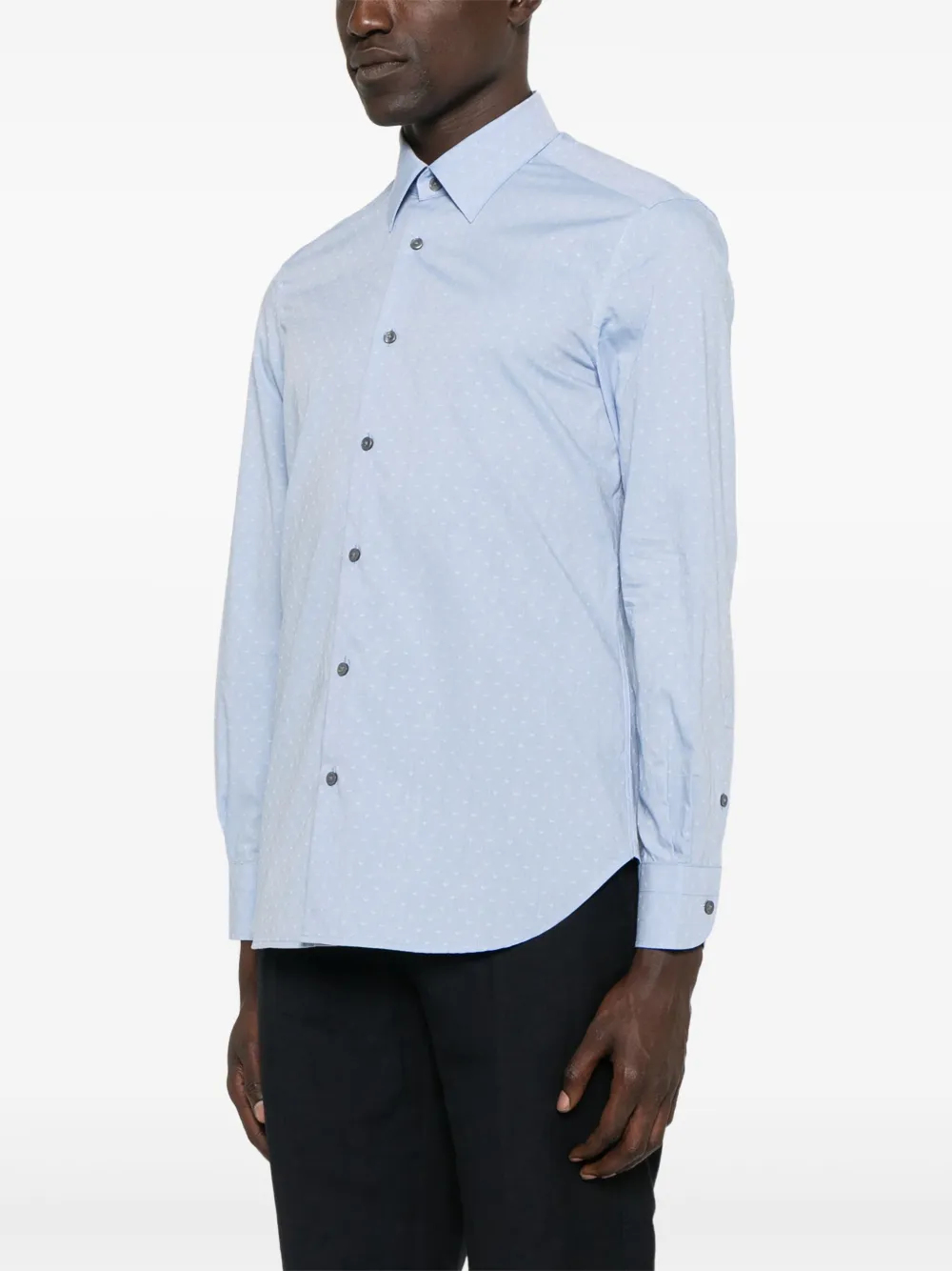 Emporio Armani Overhemd met jacquard logo Blauw