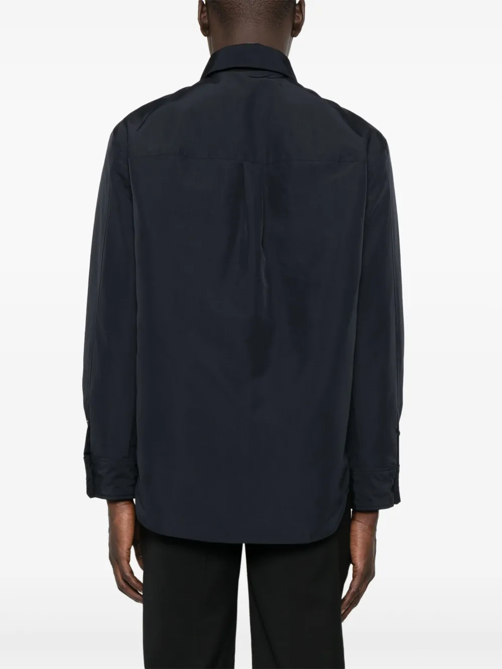 Emporio Armani logo-patch shirt jacket Blauw