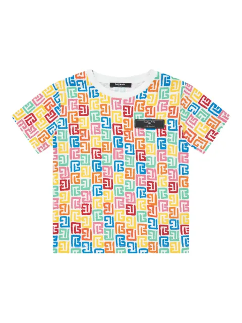 Balmain Kids monogram-jacquard T-shirt 