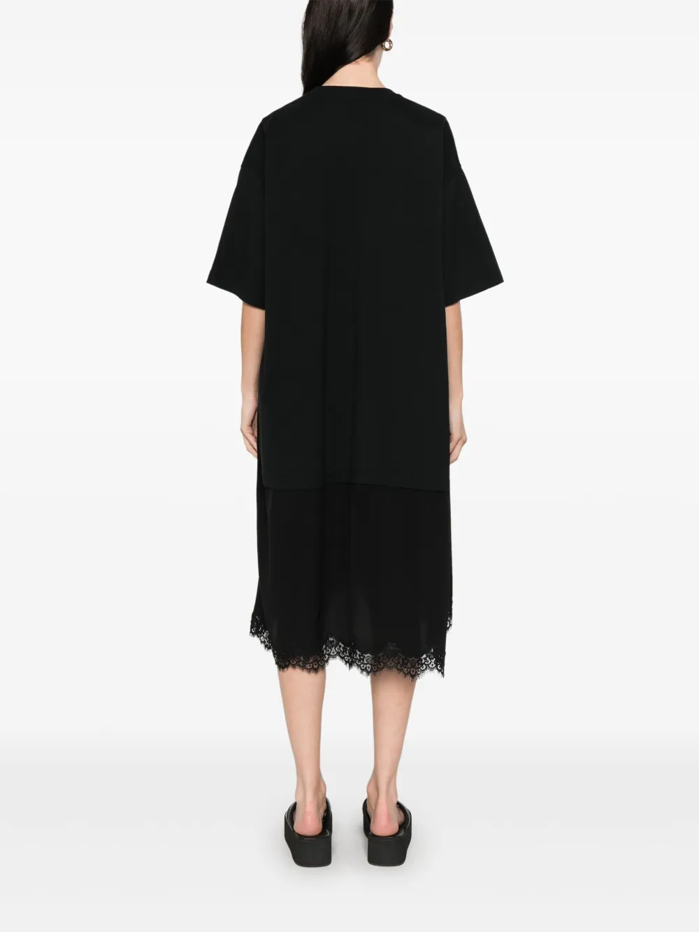 Stella McCartney Midi-jurk met kanten vlakken Zwart