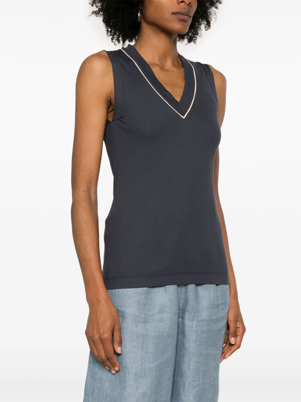 Brunello Cucinelli Geribbelde tanktop Blauw