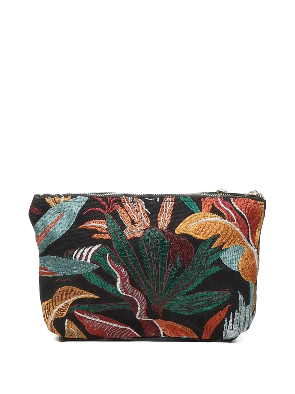 V°73 embroidered cotton clutch - Zwart