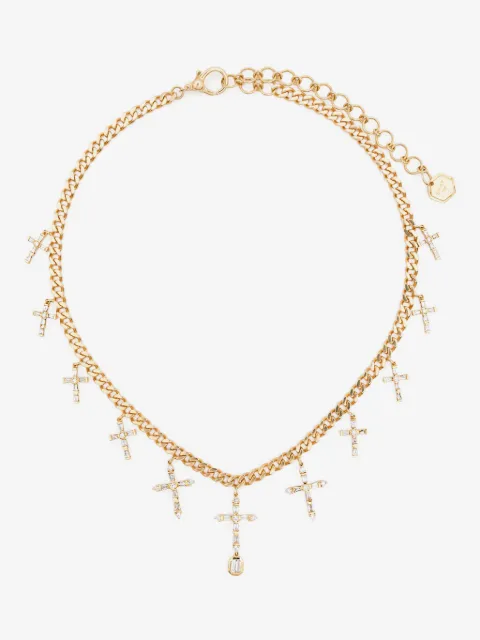 SHAY 18K yellow gold cross-pendants diamond necklace
