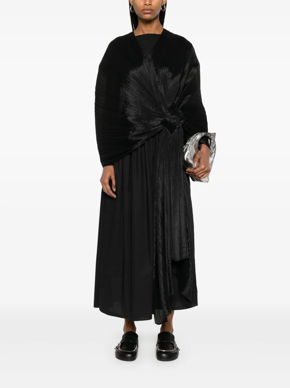 Pleats Please Issey Miyake pleated cape Zwart