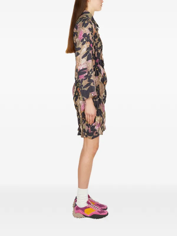 perks and mini dress Perks And Mini Floral Ruched Mini Dress | Brown