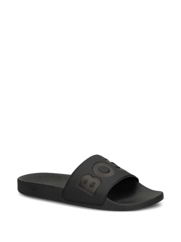 BOSS italian-made Slides With Large Logo Detail | Black  display picture 3