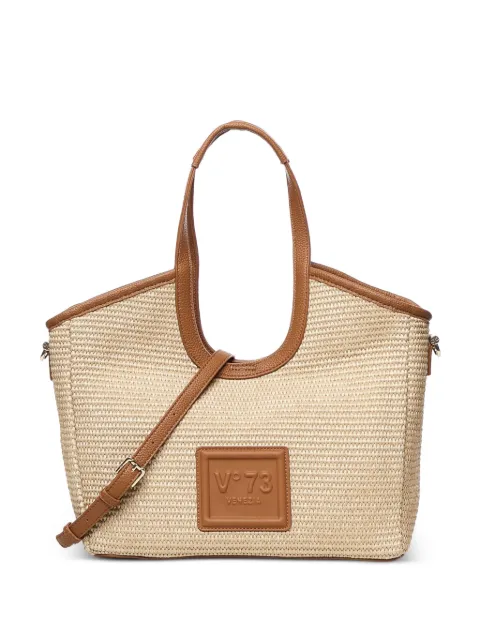 V°73 woven leather-trimmed shoulder bag